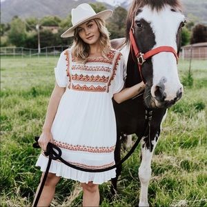 NWT Free People Sunrise Wanderer Ivory Mini Dress Size Small